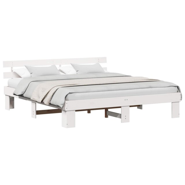 Bed Frame With Headboard Solid Pine Wood Bedroom Furniture Modern
