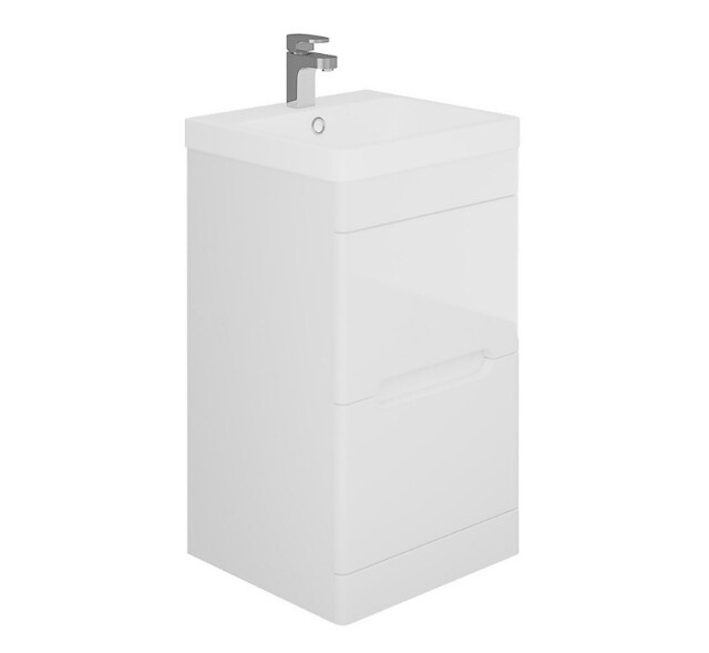 Bathstore Skye 500mm Floorstanding 2 Drawer Vanity Unit - White - No