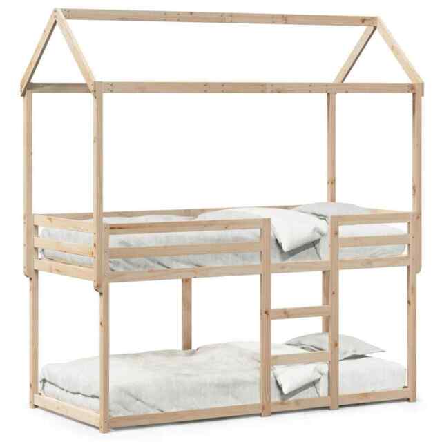 Bunk Bed With Roof 90x190 Cm Solid Wood Pine Vidaxl
