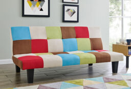 Patchwork Sofa Bed Click-clack 3 Seater Rainbow Multi-coloured Sofa