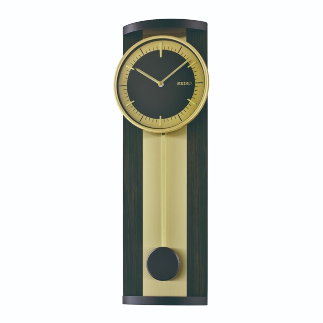 Seiko Timeless Black & Gold Wooden Pendulum Clock Qxc244g