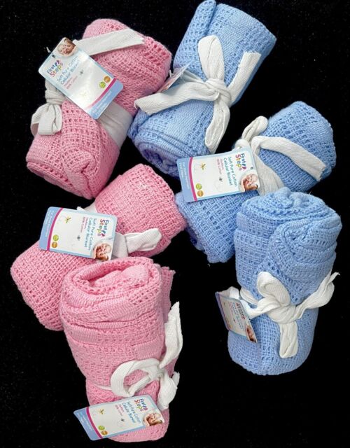 First Steps 100% Soft Cotton Cellular Baby Blanket Moses Basket Crib