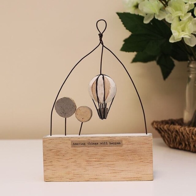 East Of India Wooden Ornament Scene Balloon Amazing Things Will Happen
