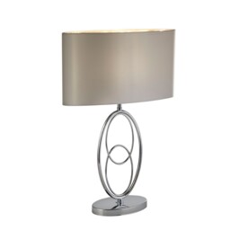 Chrome Finish Base And Faux Silk Shade Desk Bedside Living Room Table