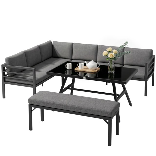 Outsunny 8-seater aluminium Garden Dining Sofa Furniture Set With