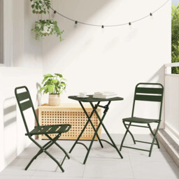 Garden Folding Chair Folding 2 Pcs Green 55 X 56.5 X 91cm Steel Vidaxl