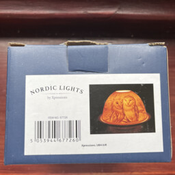 Nordic Lights Owls Tealight Candle Shade, And Tray, Boxed Porcelain