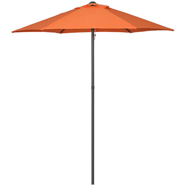 Patio Umbrella Orange 1.96m Aluminium Pole 6-rib Push Open Garden