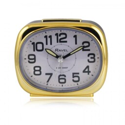 Quartz Alarm Clock Small Sized Pillow Shaped Bedside - / Black Gold