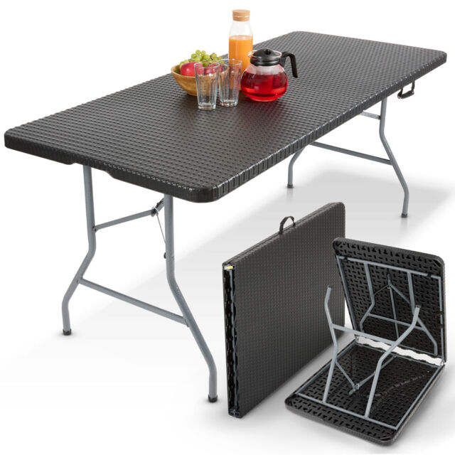 Arebos Folding Table Beer Bench 182 Cm - With Carrying Handle - Black