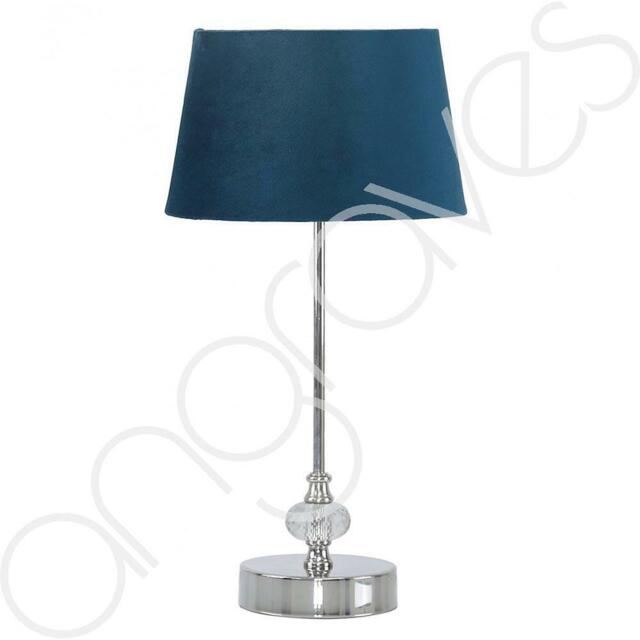Marine Blue Table Lamp With Silver Chrome Candlestick Base Home Light
