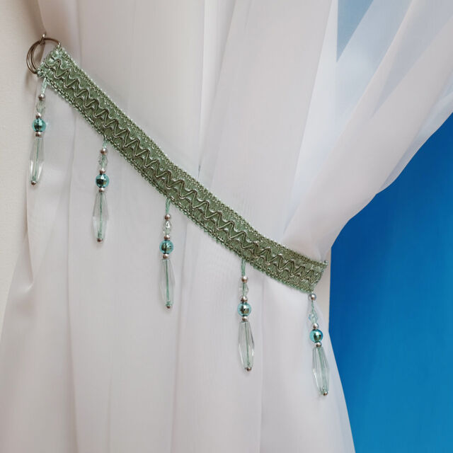 Voile Swags Crystal Beaded - All Colours - Pelmet Valance - Net