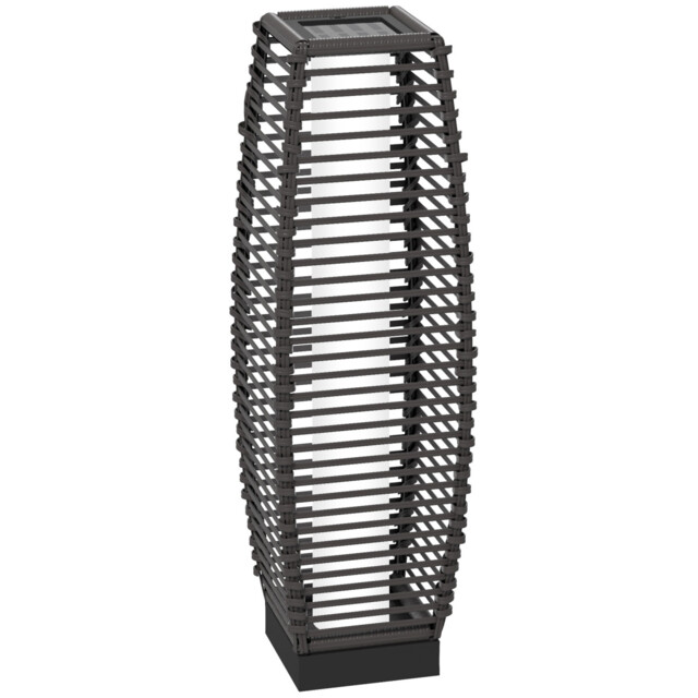 Floor Lamp Grey Steel & Pe Rattan 20x20x68cm Solar Ip44 Outdoor