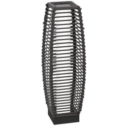 Floor Lamp Grey Steel & Pe Rattan 20x20x68cm Solar Ip44 Outdoor