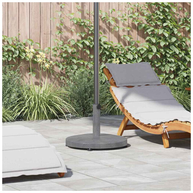 Parasol Base Dark Grey Wood Look 48x48x32 Cm Steel Round Heavy Duty
