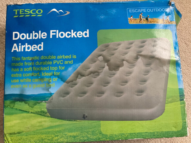 Tesco Blue Double Flocked Airbed With Double Lock Valve Great