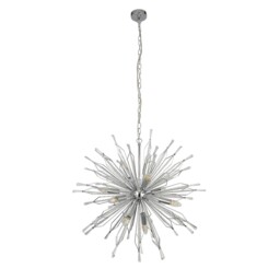 10 Lights Chrome Finish Metal Ceiling Fitting Pendant Light Clear