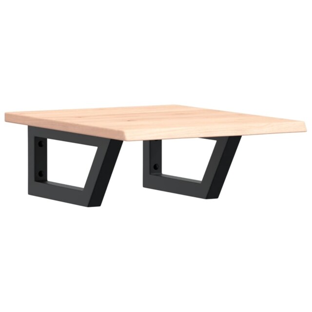 Basin Shelf Wall Mounted Bathroom Countertop steel And solid Wood Oak
