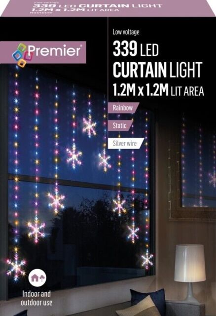 Premier Snowflake V Curtain 1.2m 339 Rainbow Leds