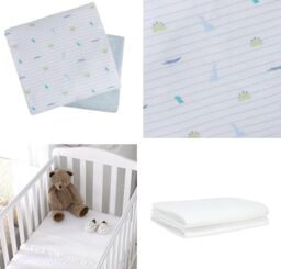 Mothercare Fitted Cot Bed Sheets 2 Pack Soft Jersey Cotton White Blue