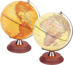 Exerz 20cm Illuminated Antique World Globe Led Wooden Stand - Vintage
