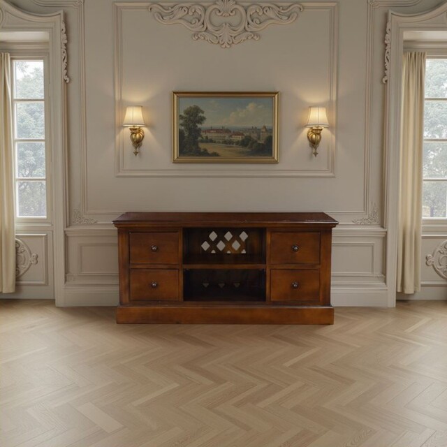 Mahogany Tv Media Unit With Lattice Back - Solid Mahogany Wood
