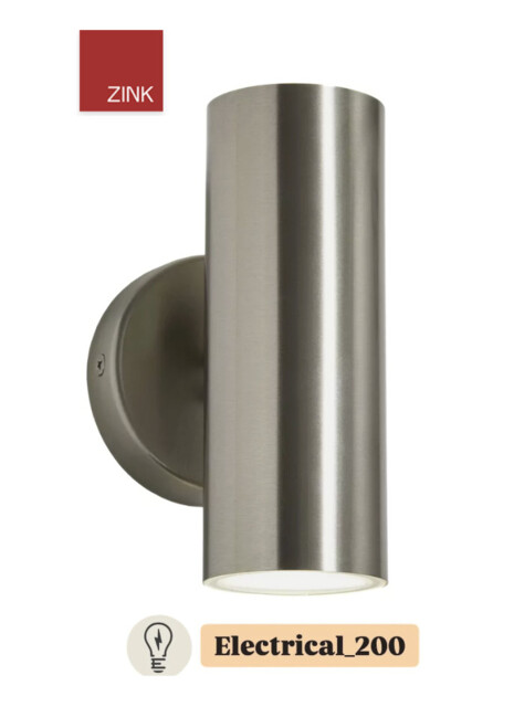Zinc Leto Integrated Led Stainless Steel Up & Down Light Ip44 2 X 4w