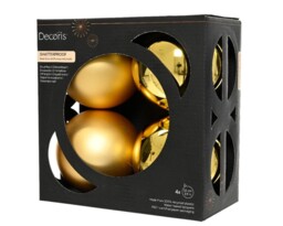 Christmas Tree Baubles, Shatterproof, Mixed Shiny & Matt Gold - 100mm