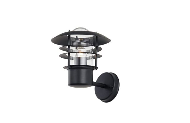 Modern Matt Black Die-cast Outdoor Wall Lantern Light Fitting With