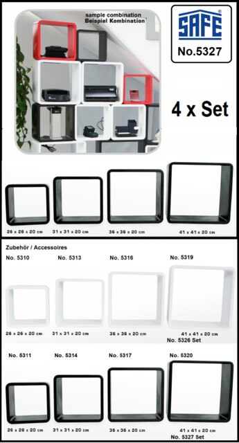 Cubes Wall Shelf Cube Design Shelf Decor 4 Set Black 26 31 36 41 Cm