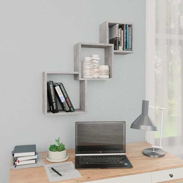 Cube Wall Shelf Concrete Grey 68x15x68 Cm Engineered Wood Vidaxl