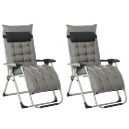 Outsunny 2 Pcs Reclining Zero Gravity Chair Folding Lounger Cushion