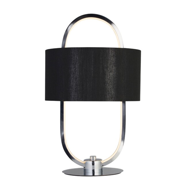 Chrome And Opal Base Black Shade Led Desk Bedside Living Room Table