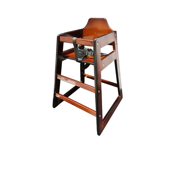 High Chairs Brown Birch Wood Kids Hotel Wooden High Chair - Dark Wood