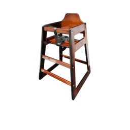High Chairs Brown Birch Wood Kids Hotel Wooden High Chair - Dark Wood
