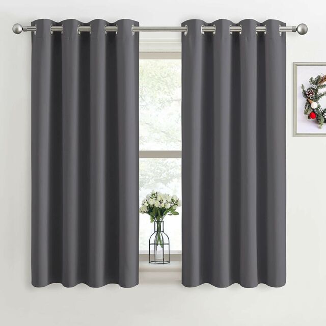 Grey Eyelet Blackout Curtains Soft For 46 X 54-inch Drop Noise