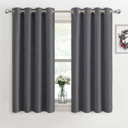 Grey Eyelet Blackout Curtains Soft For 46 X 54-inch Drop Noise