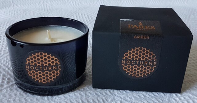 Amber Scented Candle Nocturne Black Glass Votive By Parks London 110g