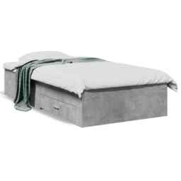 Bed Frame With Drawers Concrete Grey 90x190 Cm Single Engineered Wood