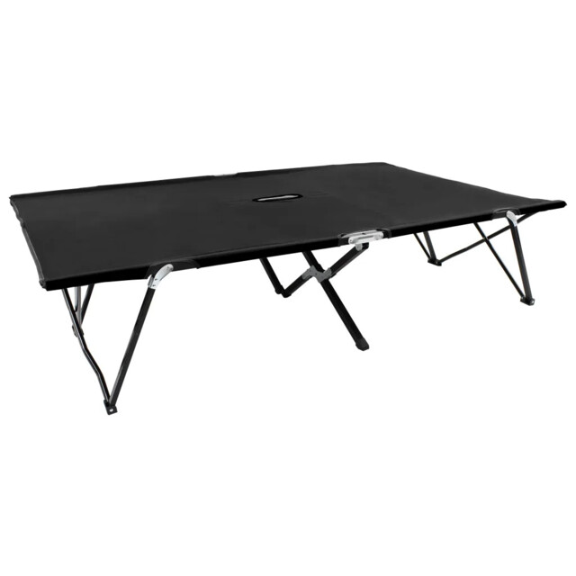 Two Person Folding Sun Lounger Black Steel Vidaxl