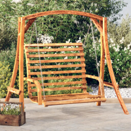 Swing Bench Solid Spruce Teak Finish 126x63x92 Cm Ergonomic Rocking