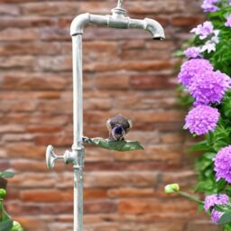 Steel Tap Bird Feeder Garden Stake Decorative Wild Bird Bath Outdoor