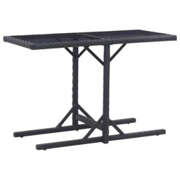 Outdoor Patio Poly Rattan Garden Dining Table Wood Or Glass Top