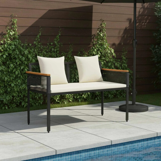 Outdoor Bench Black And Cream White 117 X 54 X 74.5 Cm Vidaxl