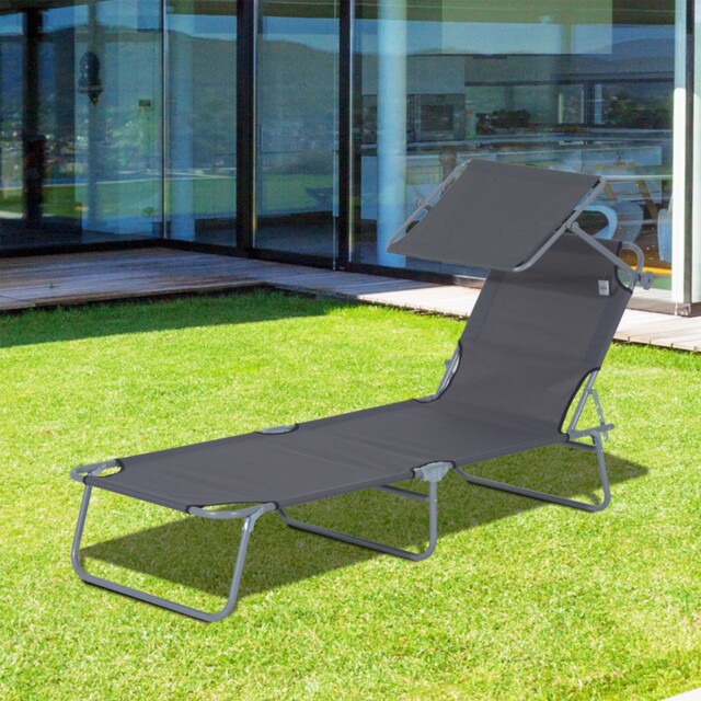 Reclining Sun Lounger Chair Folding Recliner Garden Adjustable Patio