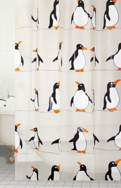 Penguin Designer Peva Shower Curtain 180 X 180cm
