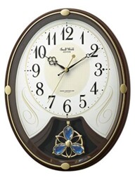 Rhythm Radio-controlled Wall Clock 6 Melodies 36.5x28.5x7.2cm Brown