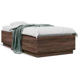 Bed Frame Brown Oak 75x190 Cm Small Single Engineered Wood Vidaxl