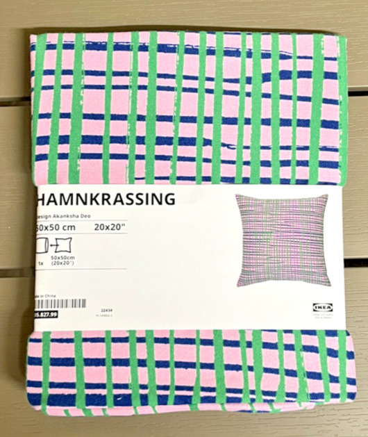 Ikea Hamnkrassing Cushion Cover, Pillow Case Pink / Blue Green, 50x50