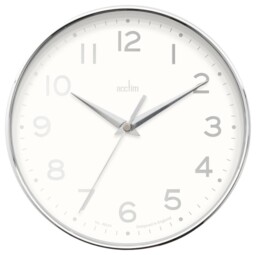 200mm Rand Wall Clock, Chrome / White - 22992